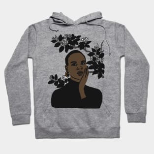 Black Girl with White Flower Hoodie